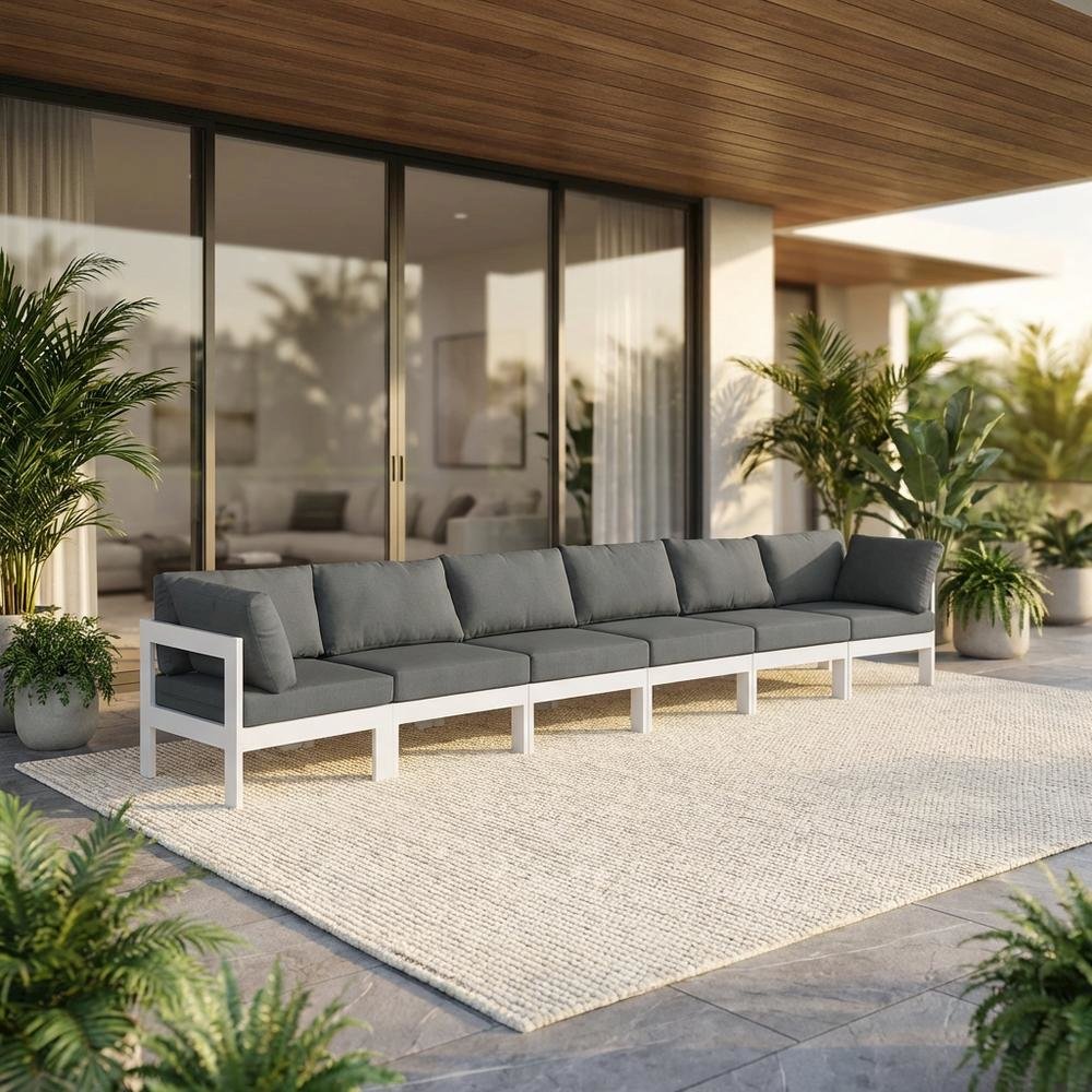 Gray Fabric Outdoor Modular Sofa With Contemporary Style And Cushioned Seating. Picture 2