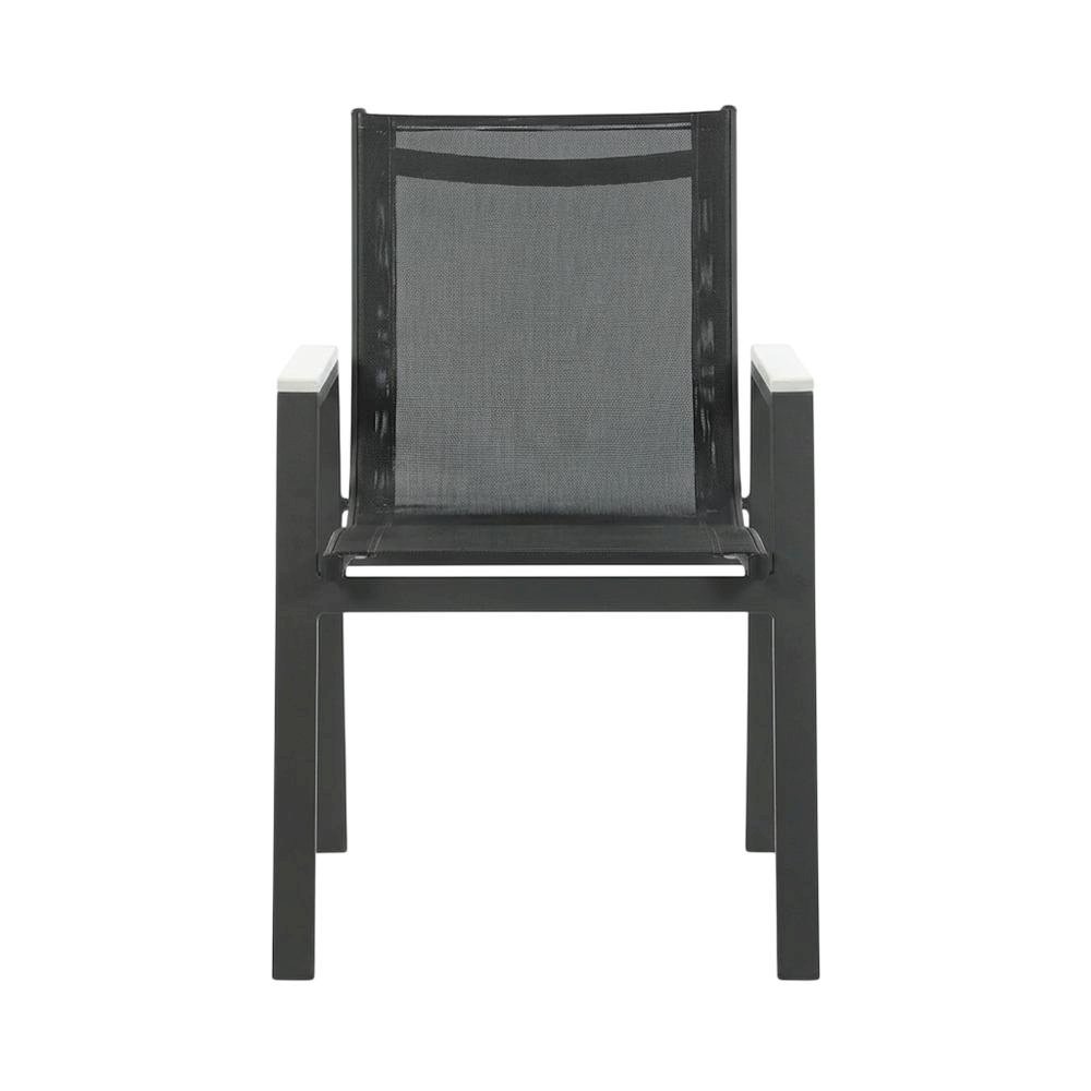 Grey Fabric Outdoor Patio Dining Armchair Set With Contemporary Design, 2-Piece. Picture 4