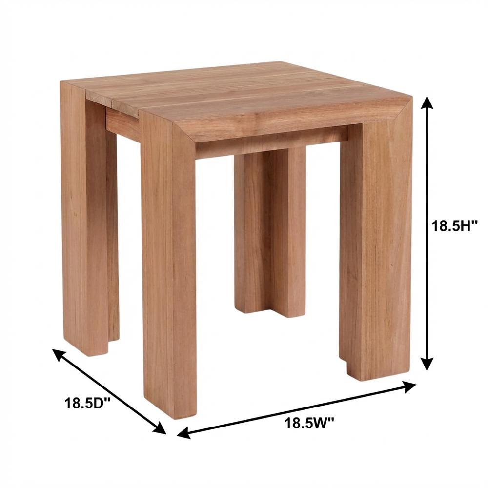 Teak Outdoor End Table With Contemporary Finish And Sturdy Design. Picture 7