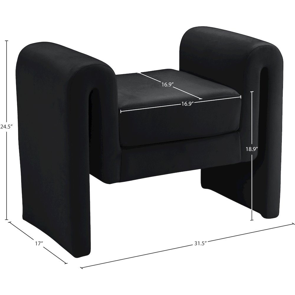 Sloan Black Velvet Bench. Picture 6