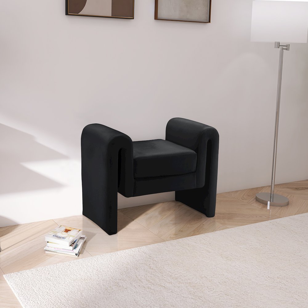 Sloan Black Velvet Bench. Picture 2