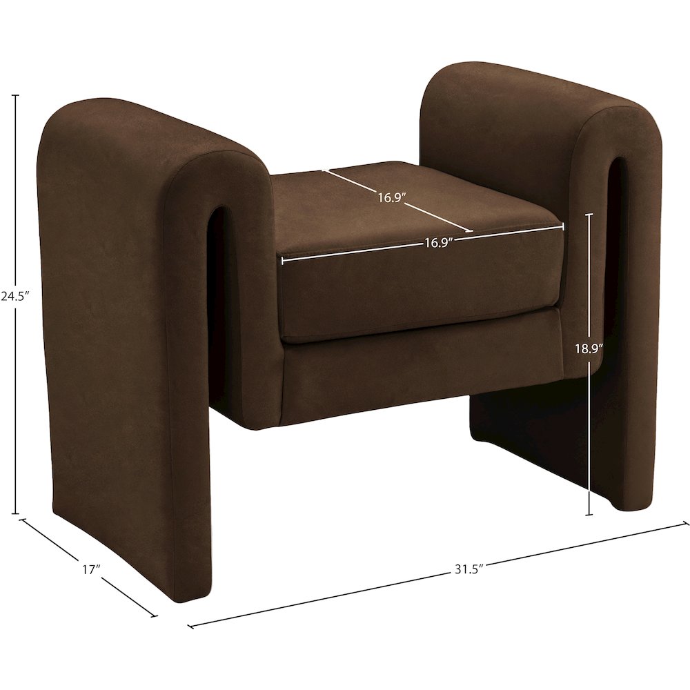 Sloan Brown Velvet Bench. Picture 6