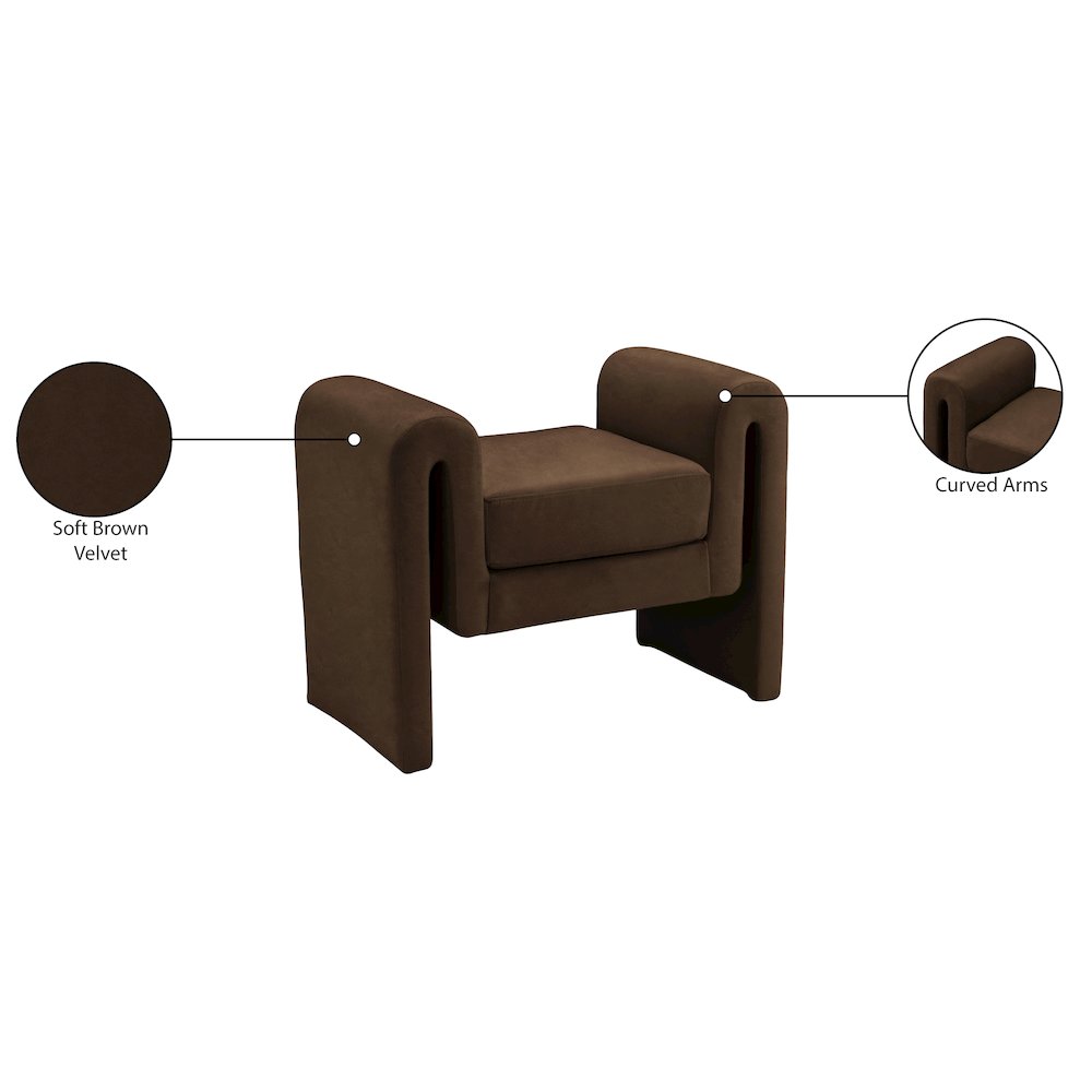 Sloan Brown Velvet Bench. Picture 7