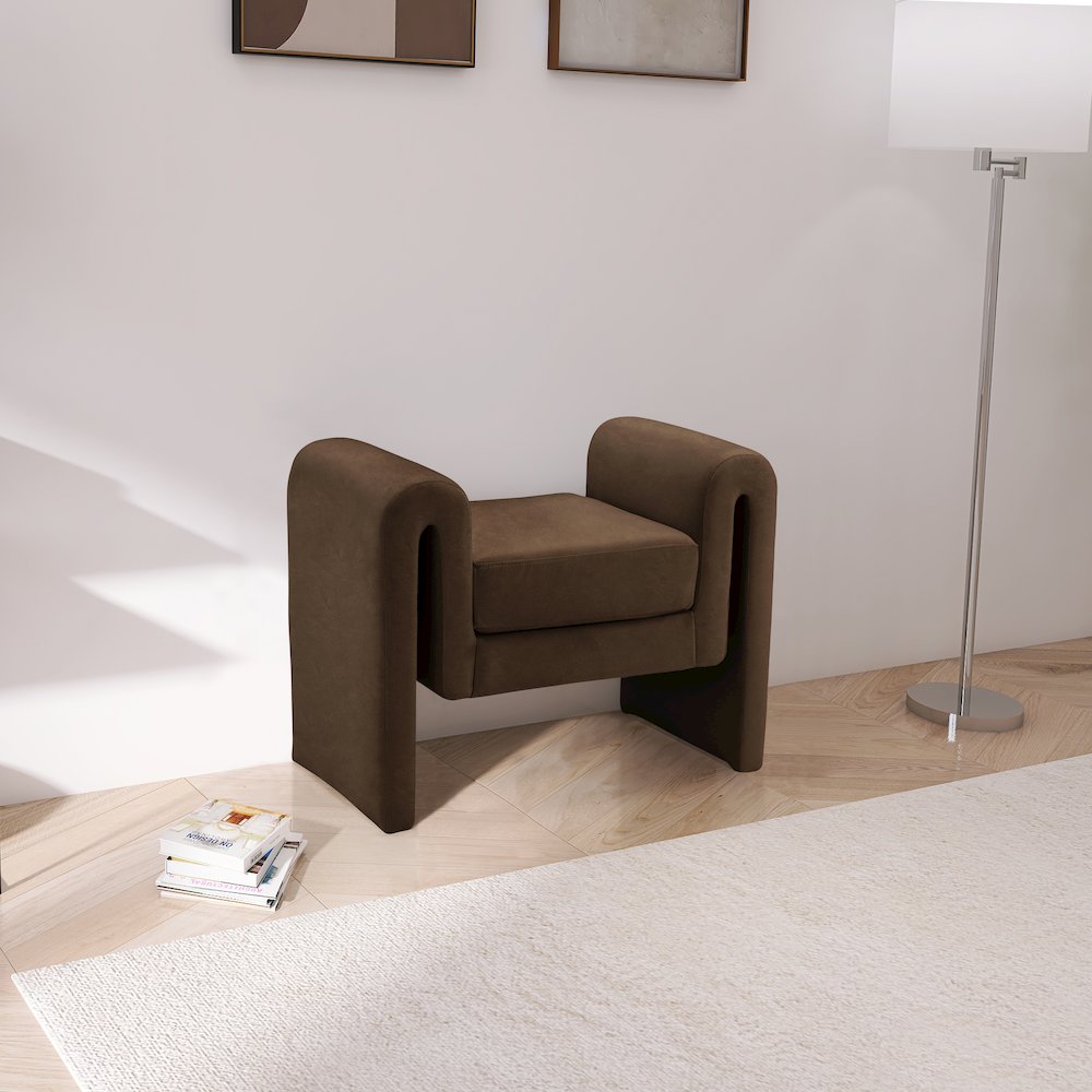 Sloan Brown Velvet Bench. Picture 2