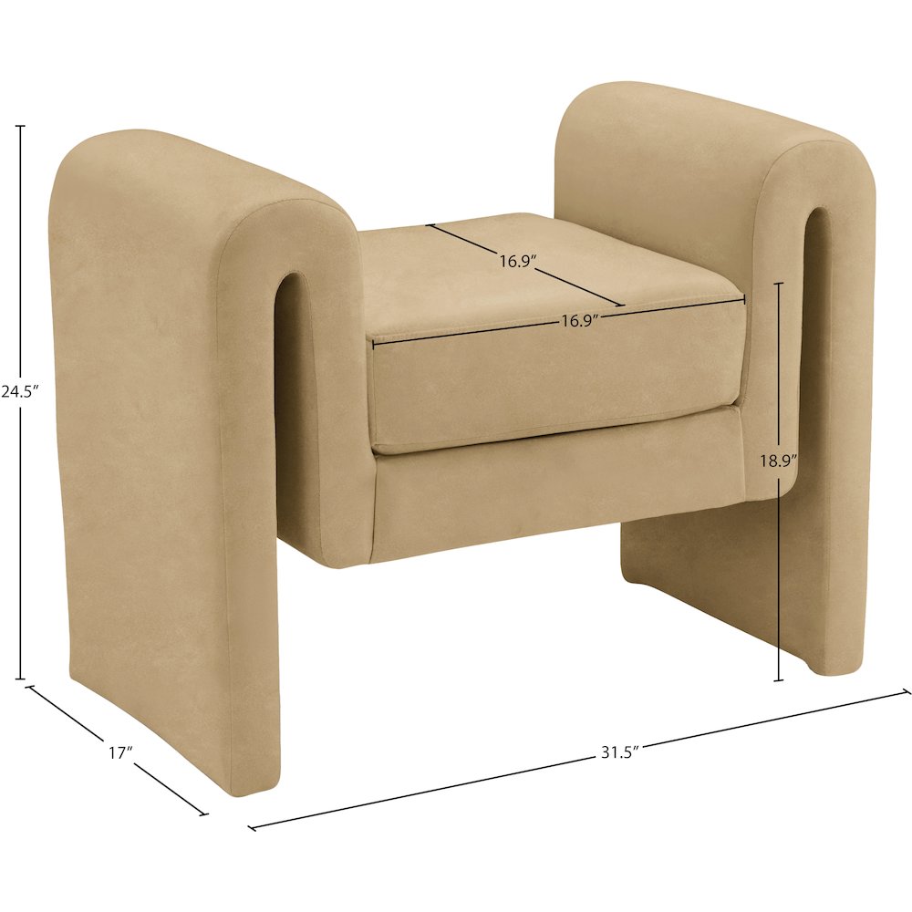 Sloan Camel Velvet Bench. Picture 6