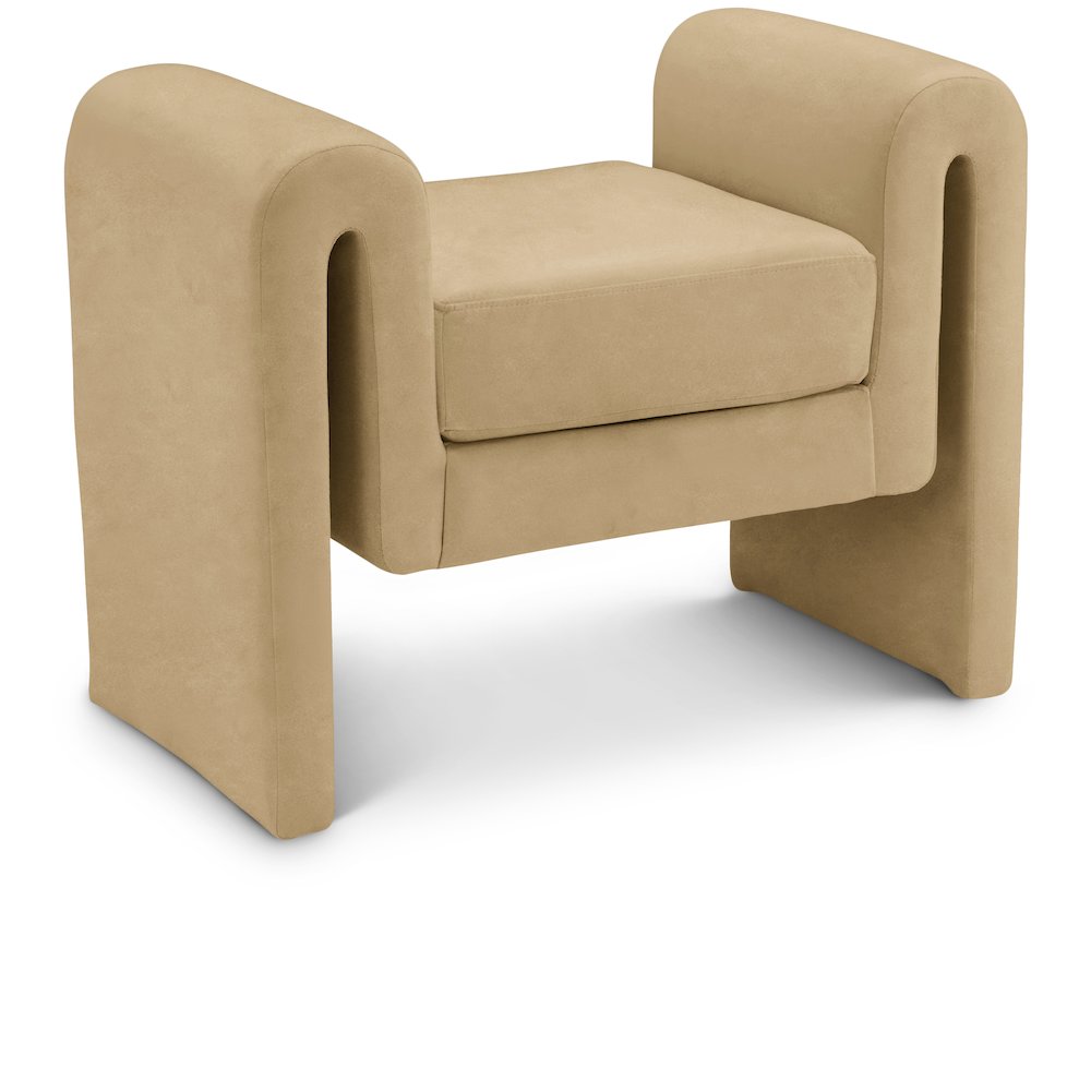 Sloan Camel Velvet Bench. Picture 1