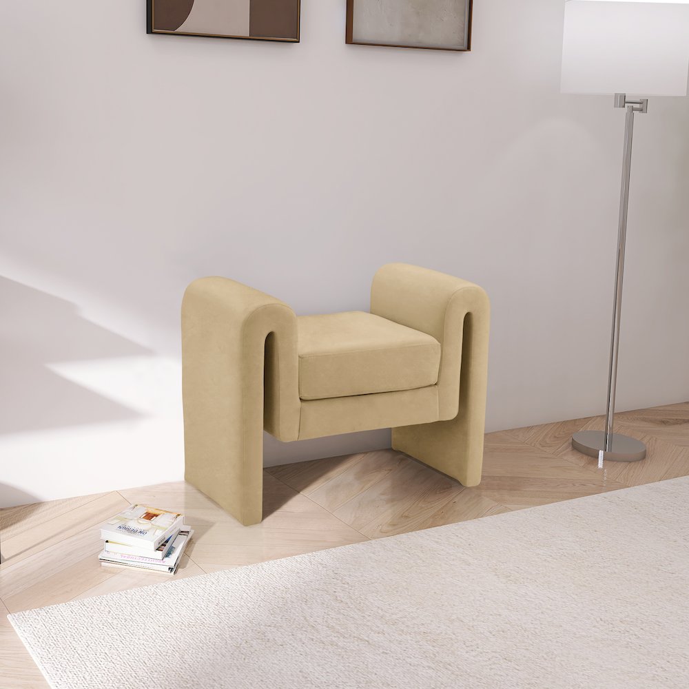 Sloan Camel Velvet Bench. Picture 2