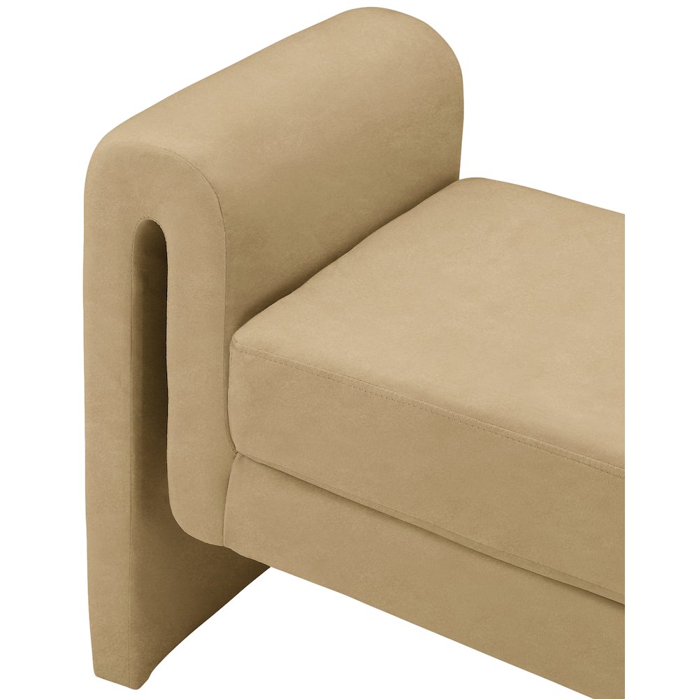 Sloan Camel Velvet Bench. Picture 5