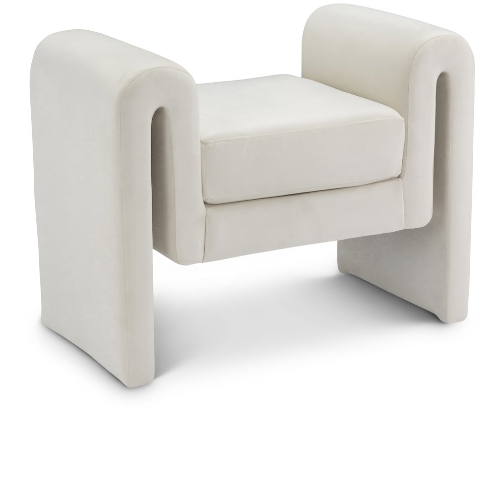 Sloan Cream Velvet Bench. Picture 1
