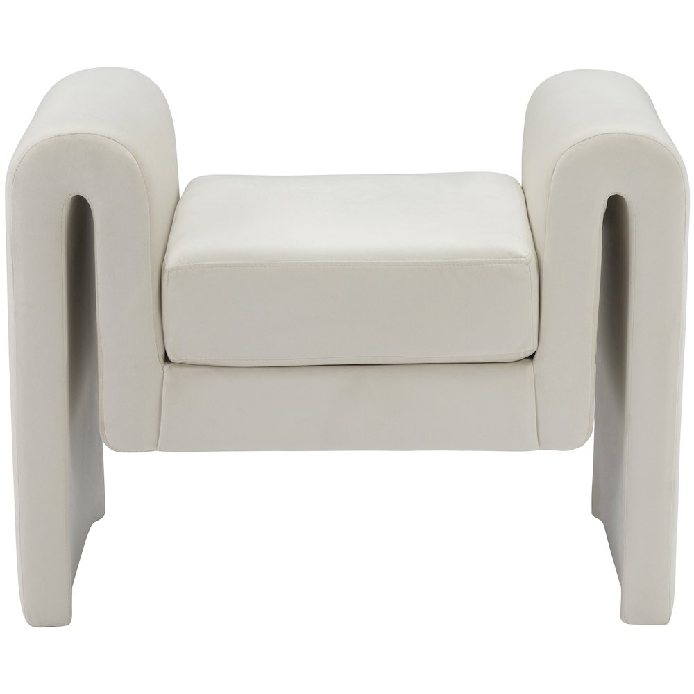 Sloan Cream Velvet Bench. Picture 3