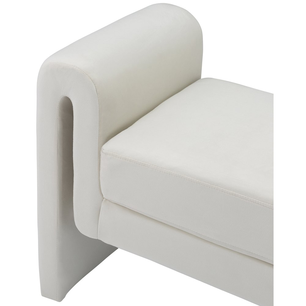 Sloan Cream Velvet Bench. Picture 5