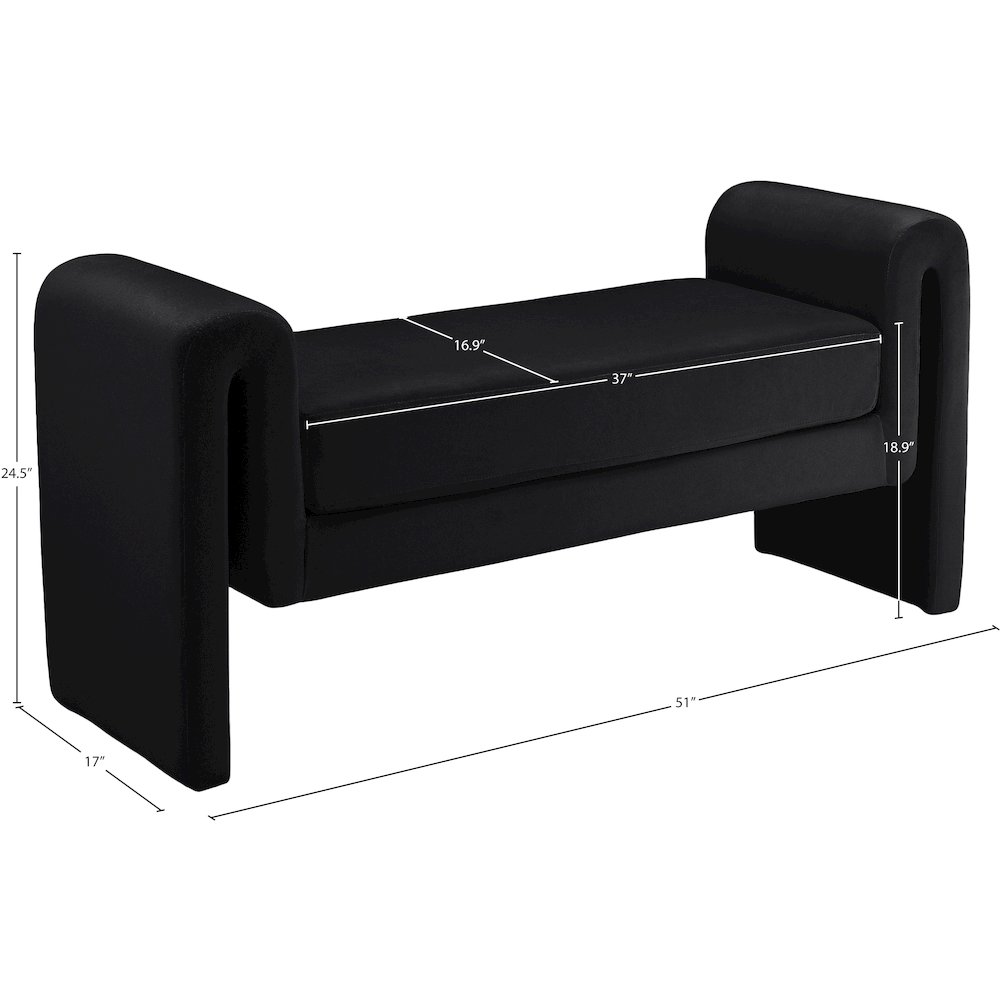 Sloan Black Velvet Bench. Picture 6