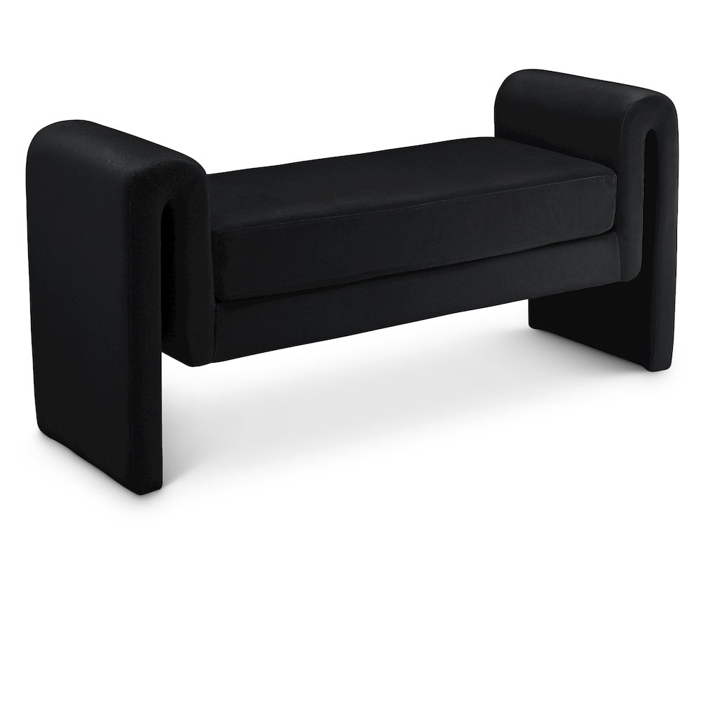 Sloan Black Velvet Bench. Picture 1