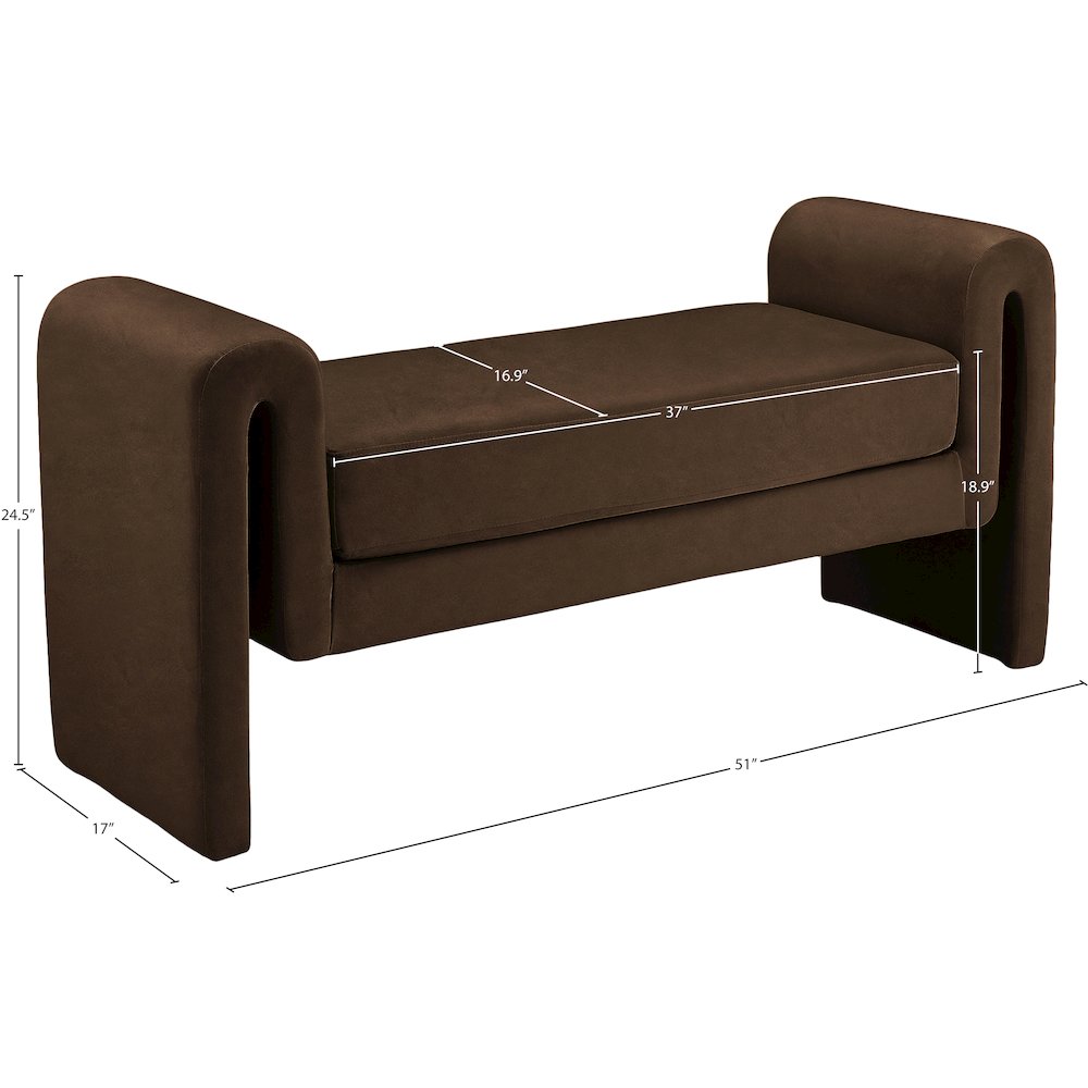 Sloan Brown Velvet Bench. Picture 6