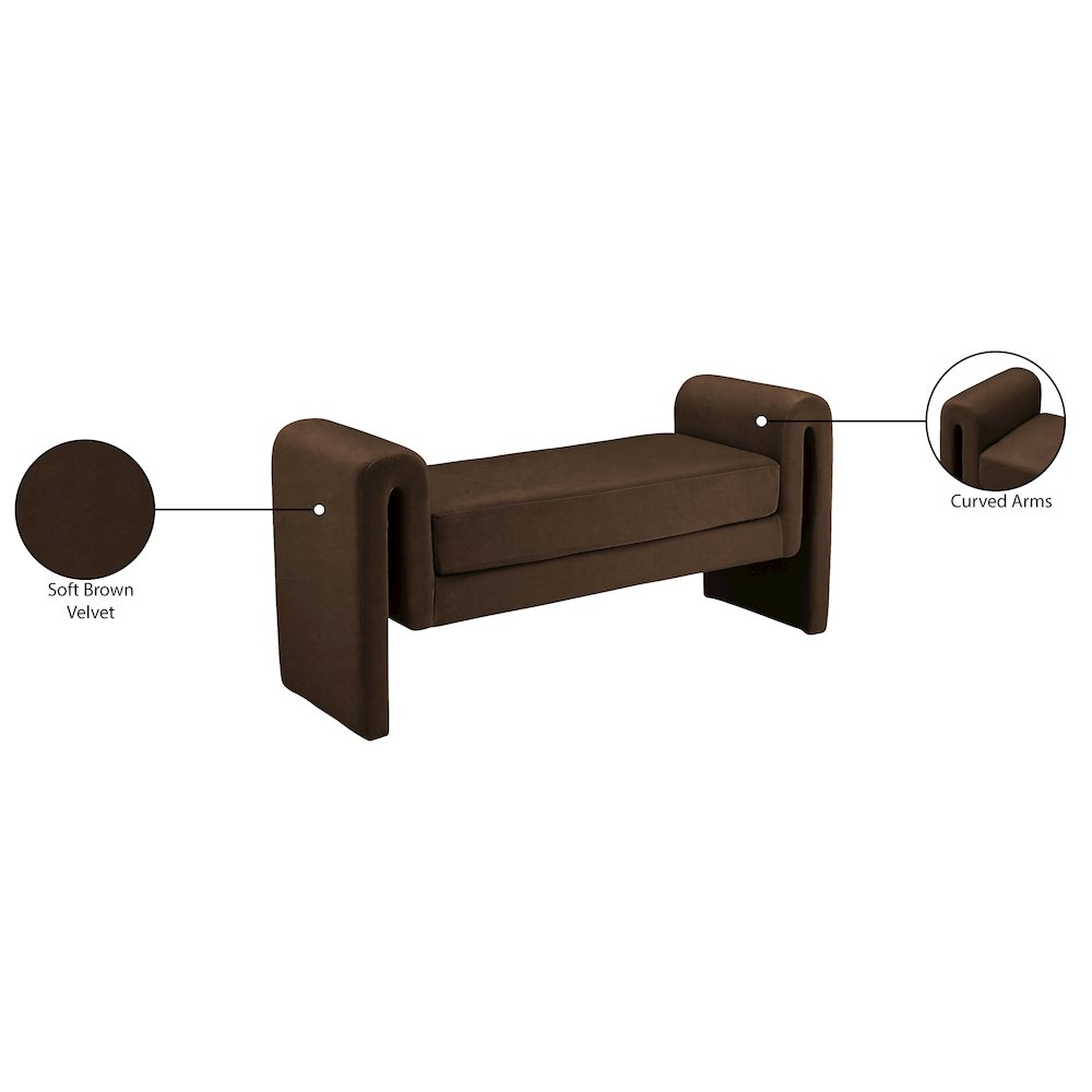 Sloan Brown Velvet Bench. Picture 7