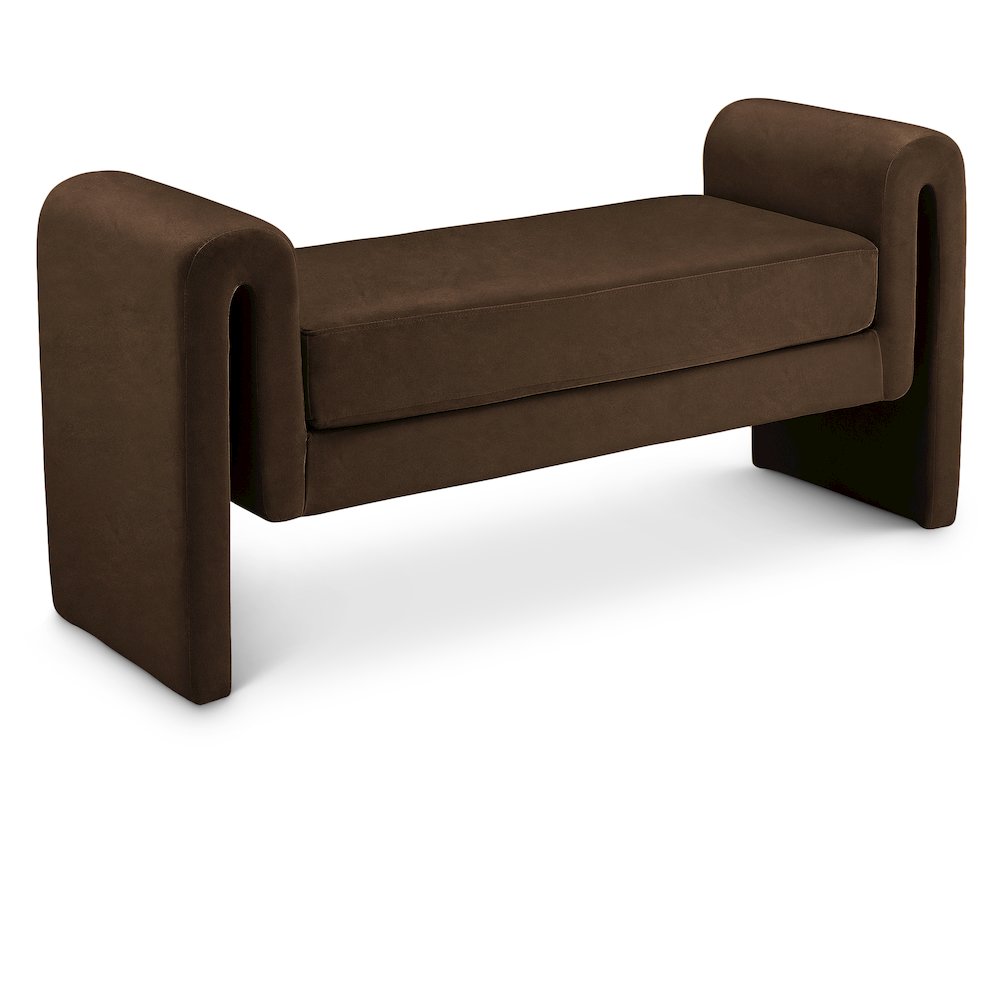 Sloan Brown Velvet Bench. Picture 1