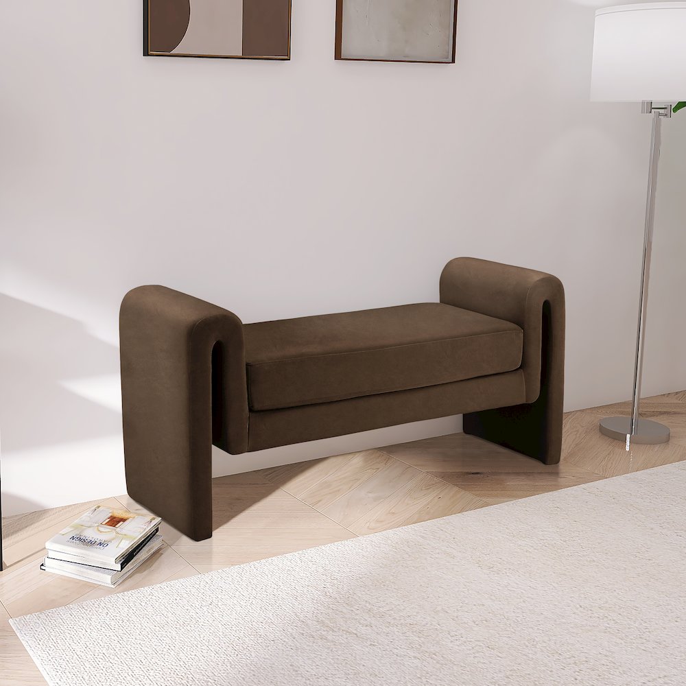 Sloan Brown Velvet Bench. Picture 2