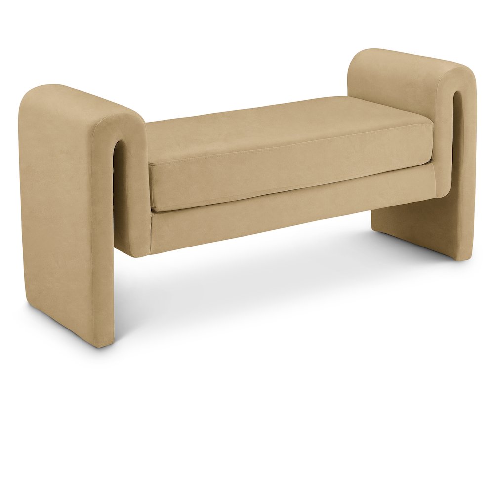 Sloan Camel Velvet Bench. Picture 1