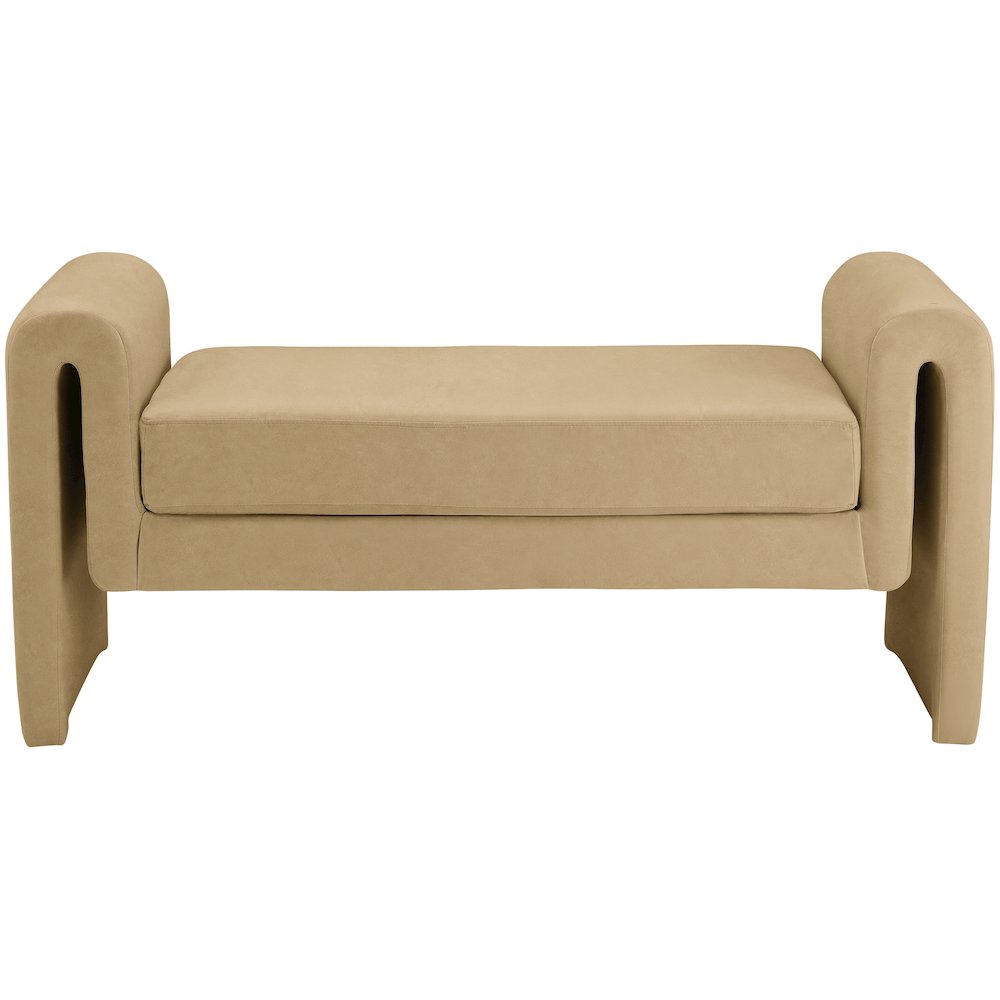Sloan Camel Velvet Bench. Picture 3