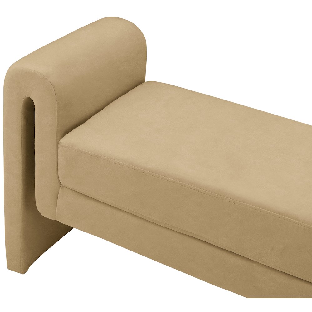 Sloan Camel Velvet Bench. Picture 5