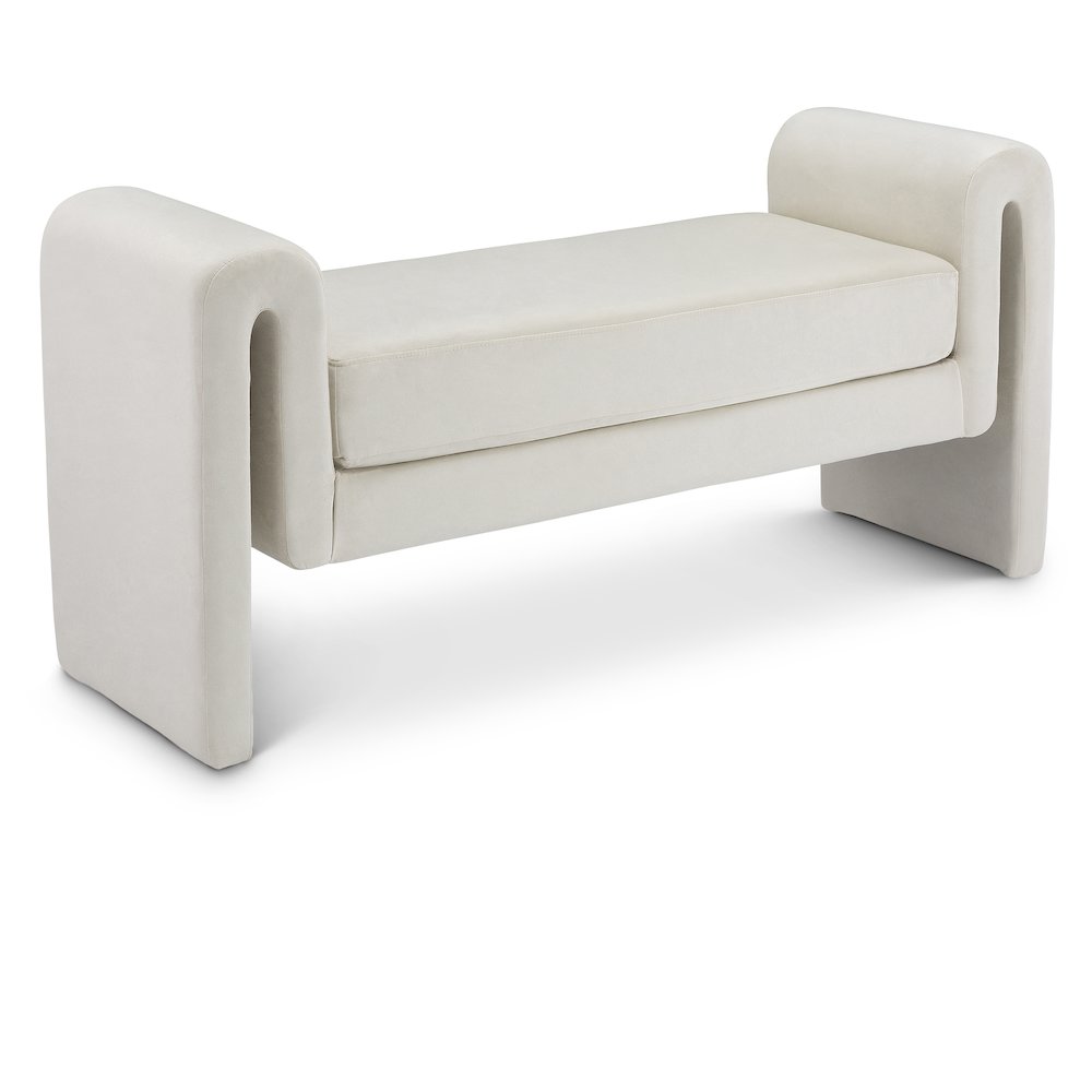 Sloan Cream Velvet Bench. Picture 1
