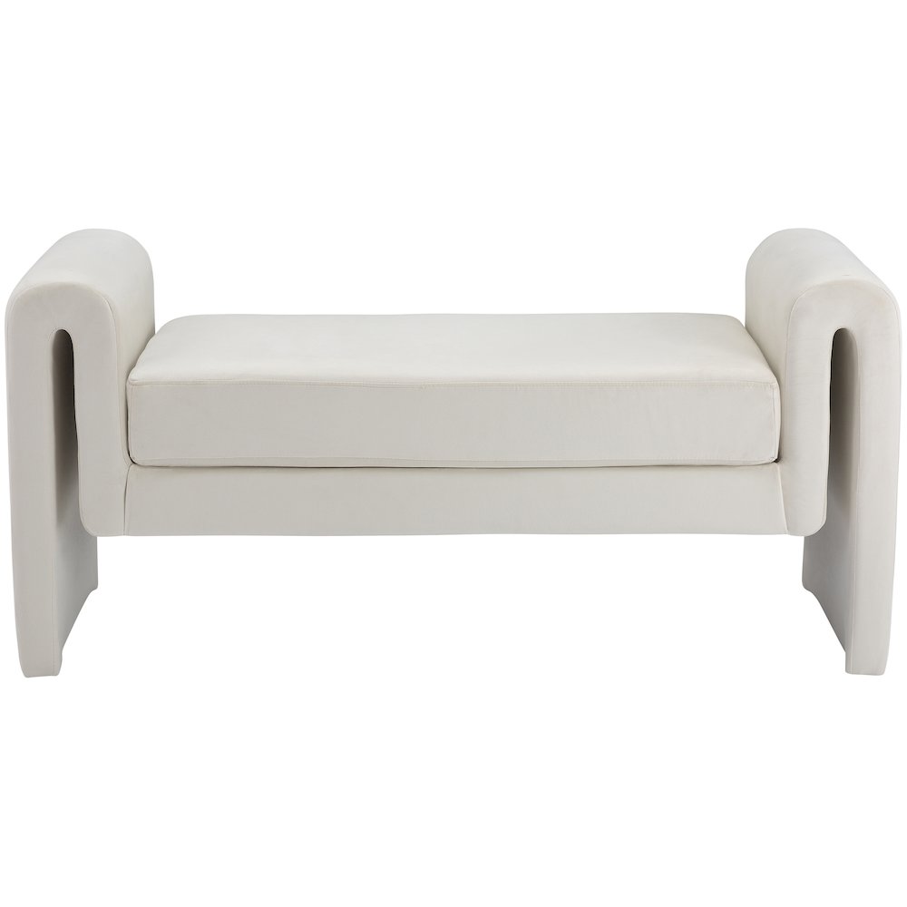 Sloan Cream Velvet Bench. Picture 3