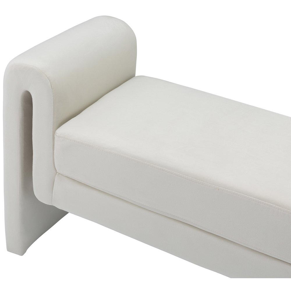 Sloan Cream Velvet Bench. Picture 5