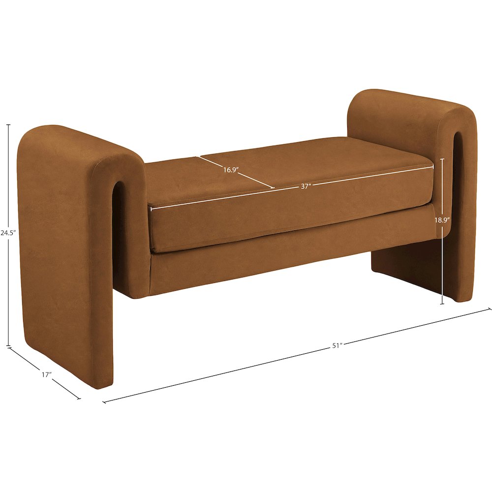 Sloan Saddle Velvet Bench. Picture 6