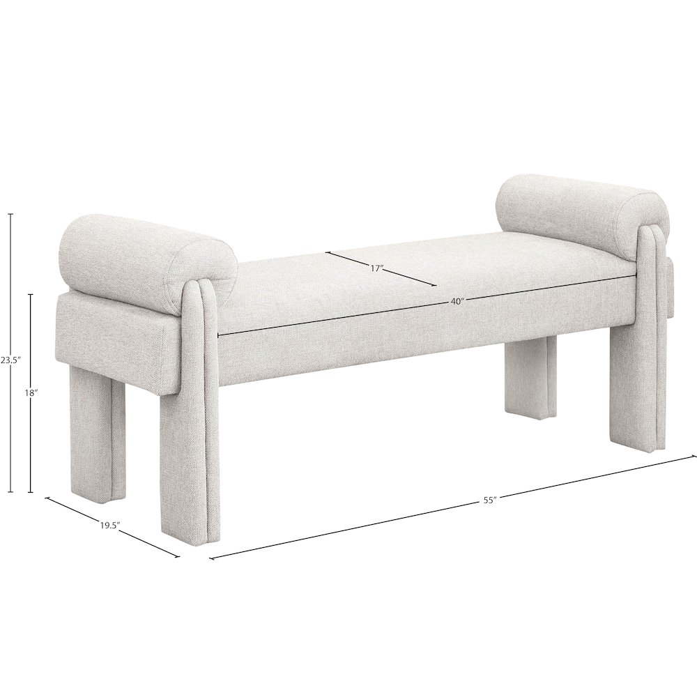 Stefano Beige Polyester Fabric Bench. Picture 7