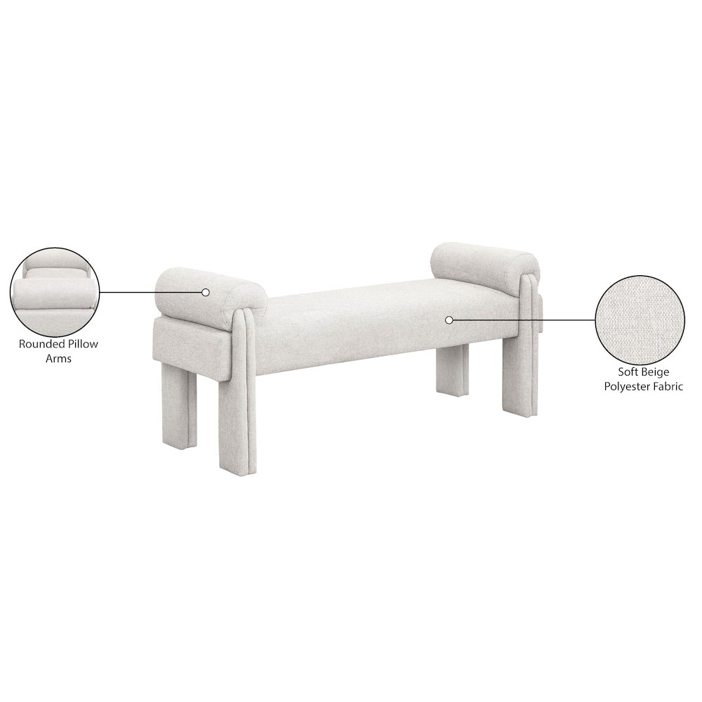 Stefano Beige Polyester Fabric Bench. Picture 8