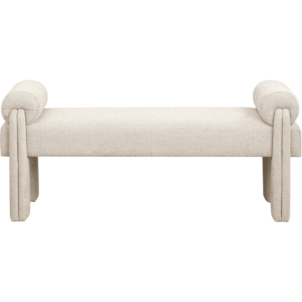 Stefano Beige Polyester Fabric Bench. Picture 3