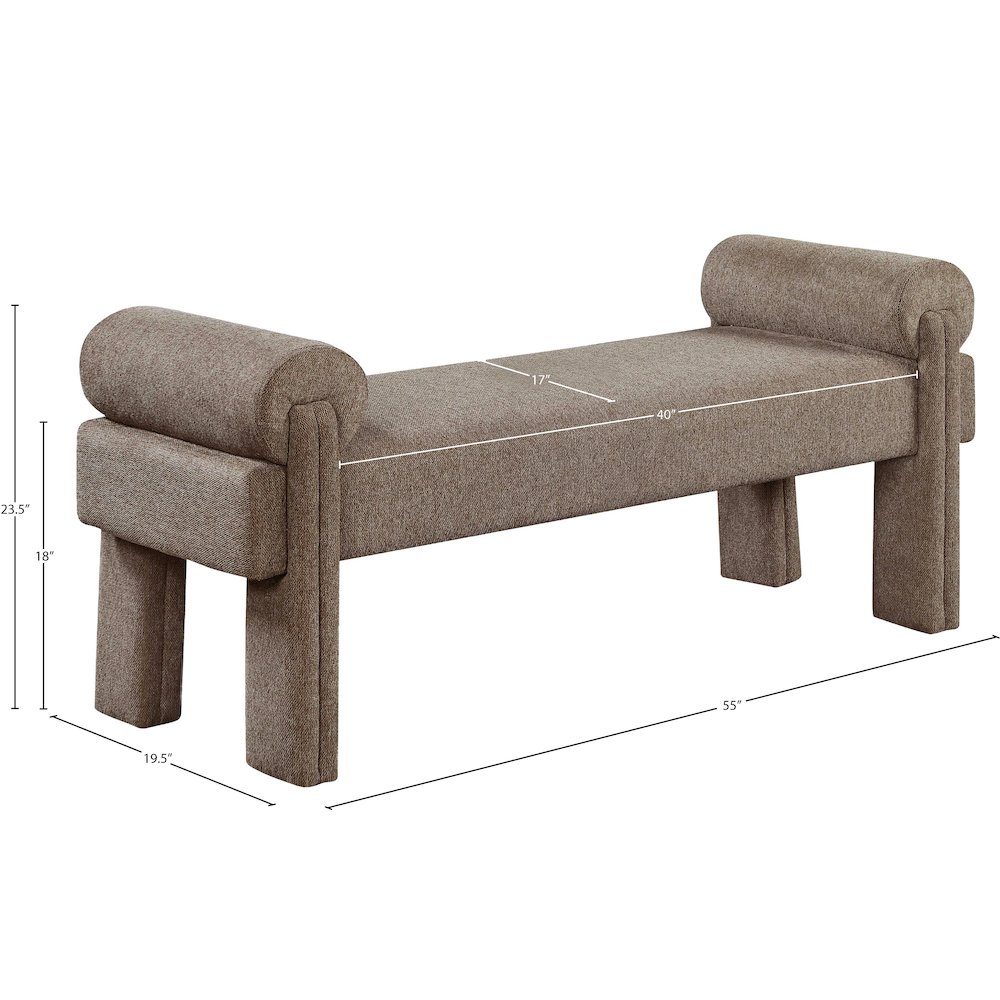 Stefano Brown Polyester Fabric Bench. Picture 7