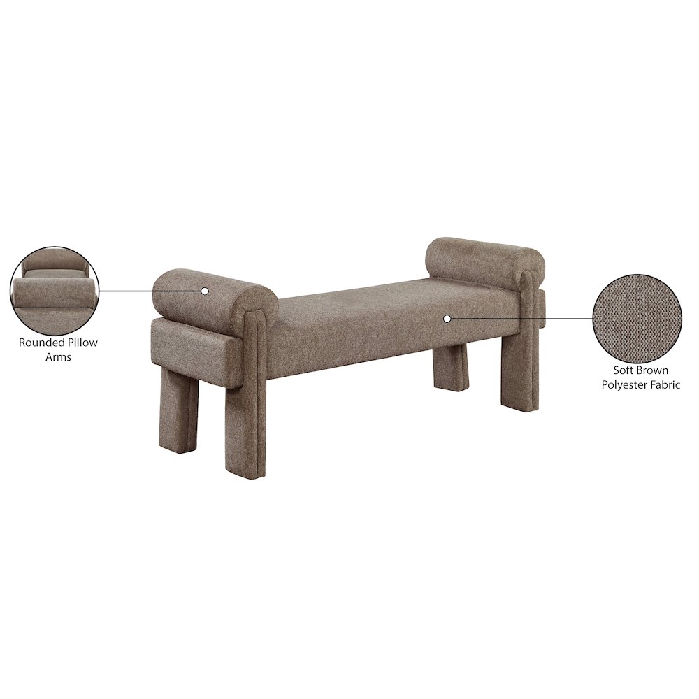 Stefano Brown Polyester Fabric Bench. Picture 8
