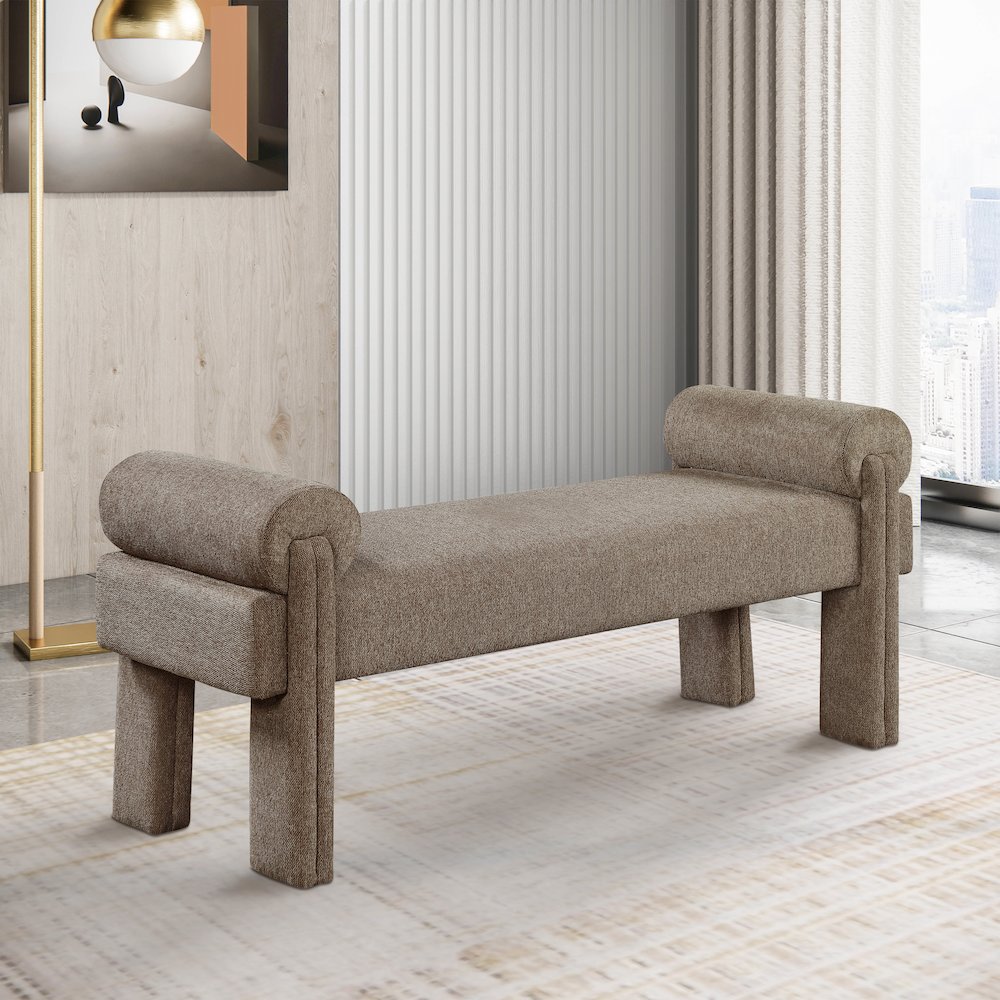 Stefano Brown Polyester Fabric Bench. Picture 2