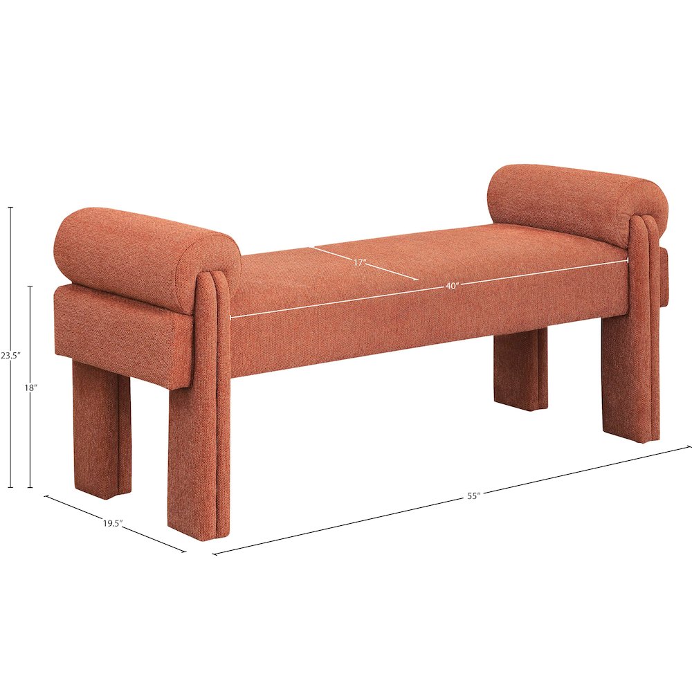 Stefano Cognac Polyester Fabric Bench. Picture 7