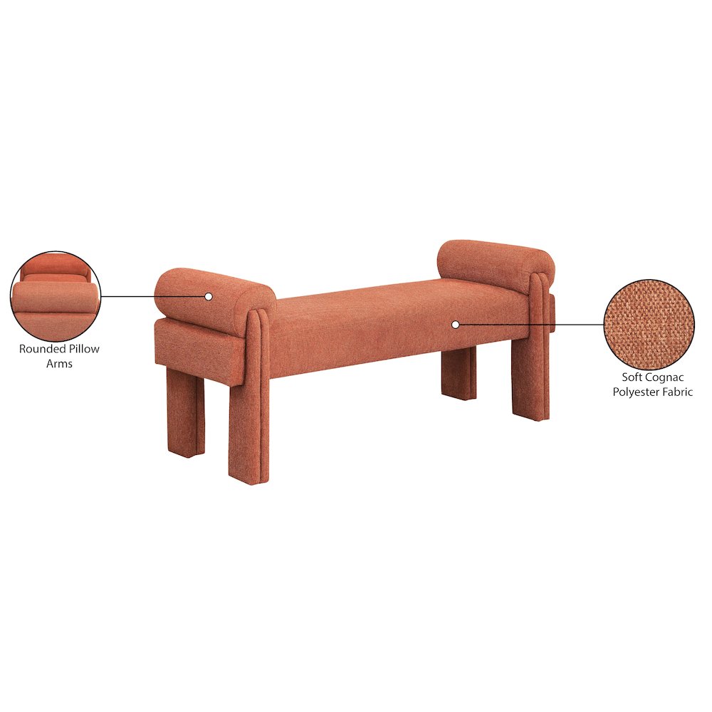 Stefano Cognac Polyester Fabric Bench. Picture 8