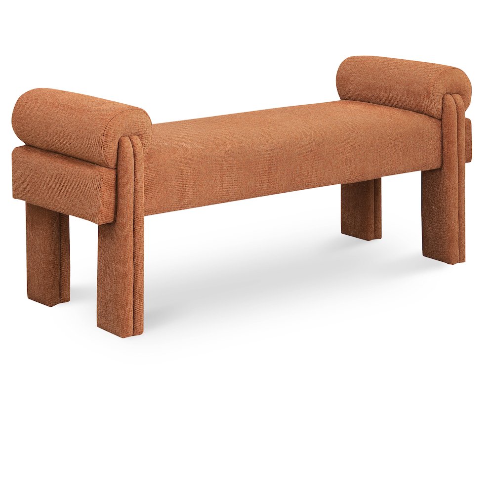 Stefano Cognac Polyester Fabric Bench. Picture 1