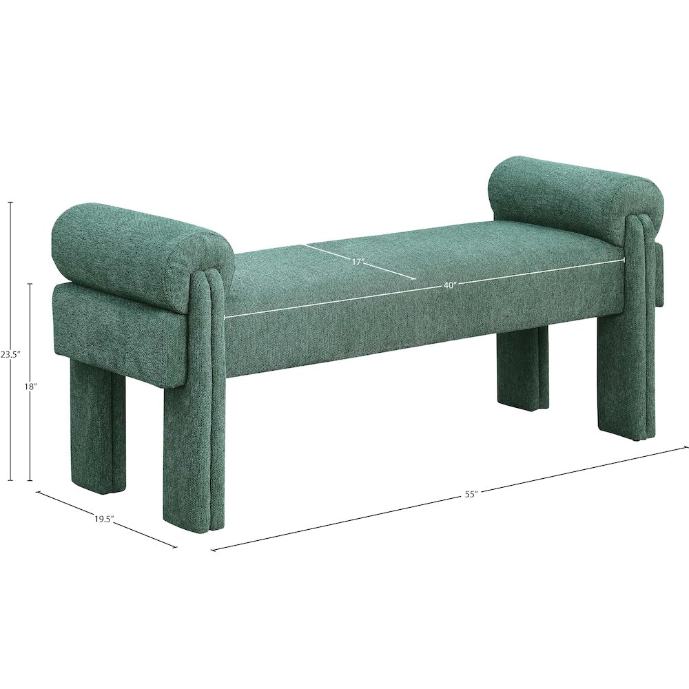 Stefano Green Polyester Fabric Bench. Picture 7
