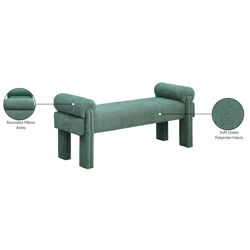 Stefano Green Polyester Fabric Bench. Picture 8