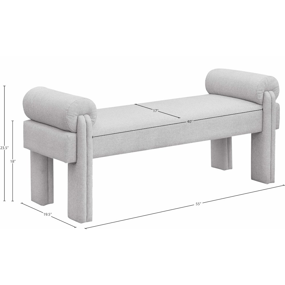 Stefano Grey Polyester Fabric Bench. Picture 7