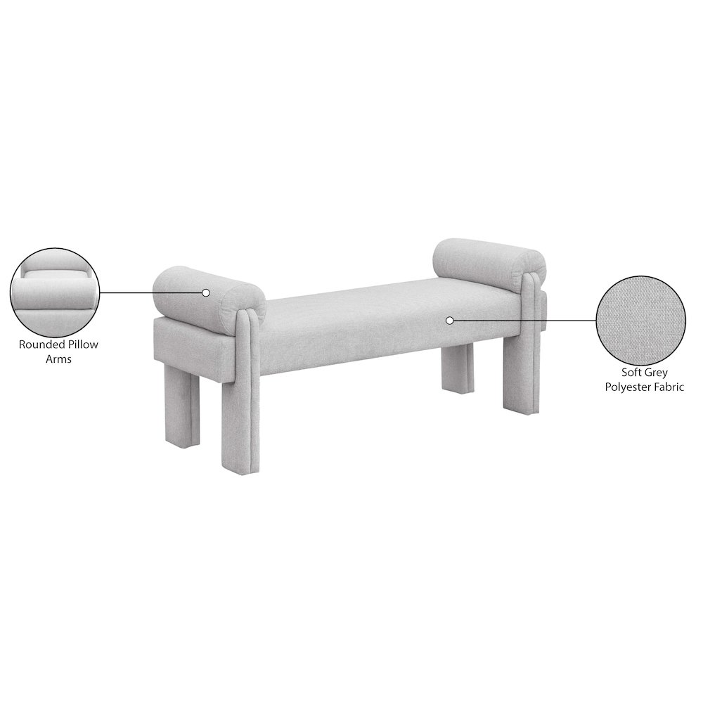 Stefano Grey Polyester Fabric Bench. Picture 8