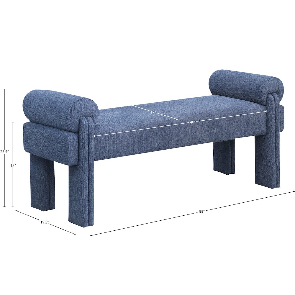 Stefano Navy Polyester Fabric Bench. Picture 7