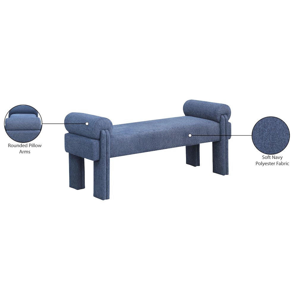 Stefano Navy Polyester Fabric Bench. Picture 8