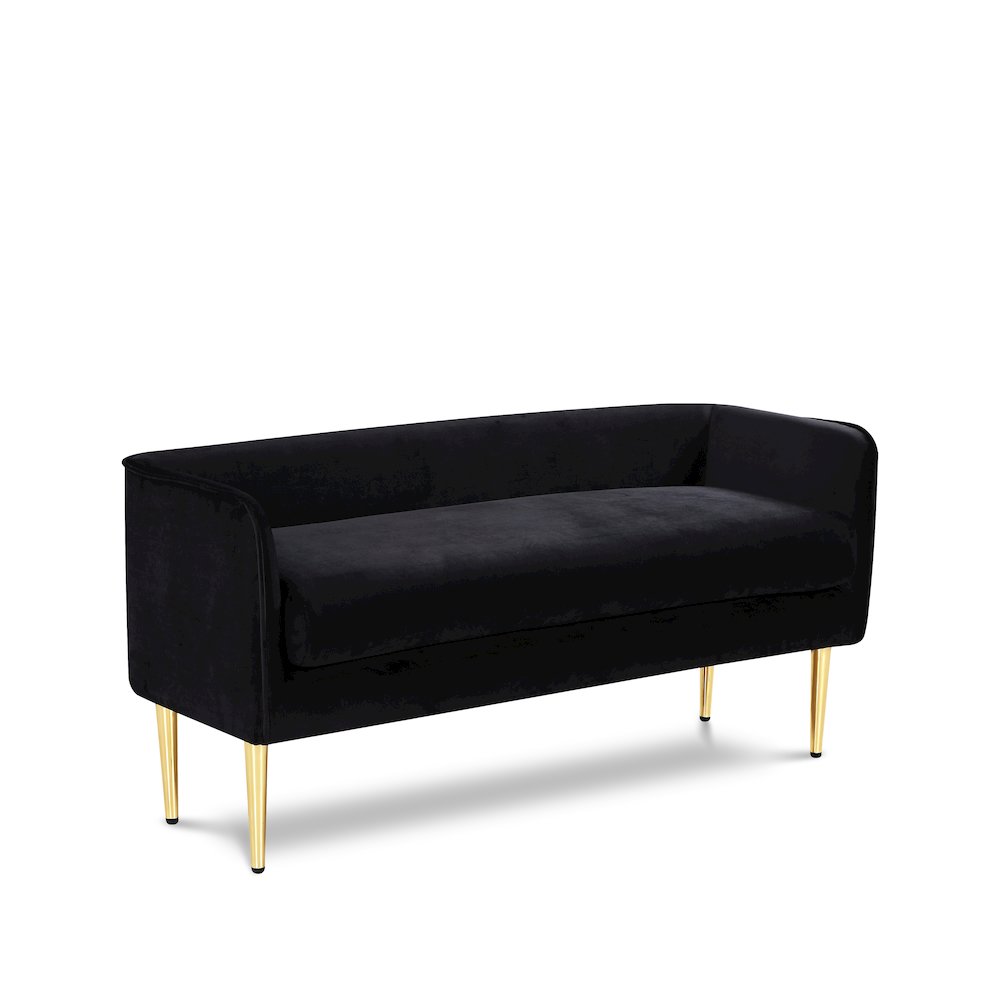 Audrey Black Velvet Bench. Picture 1