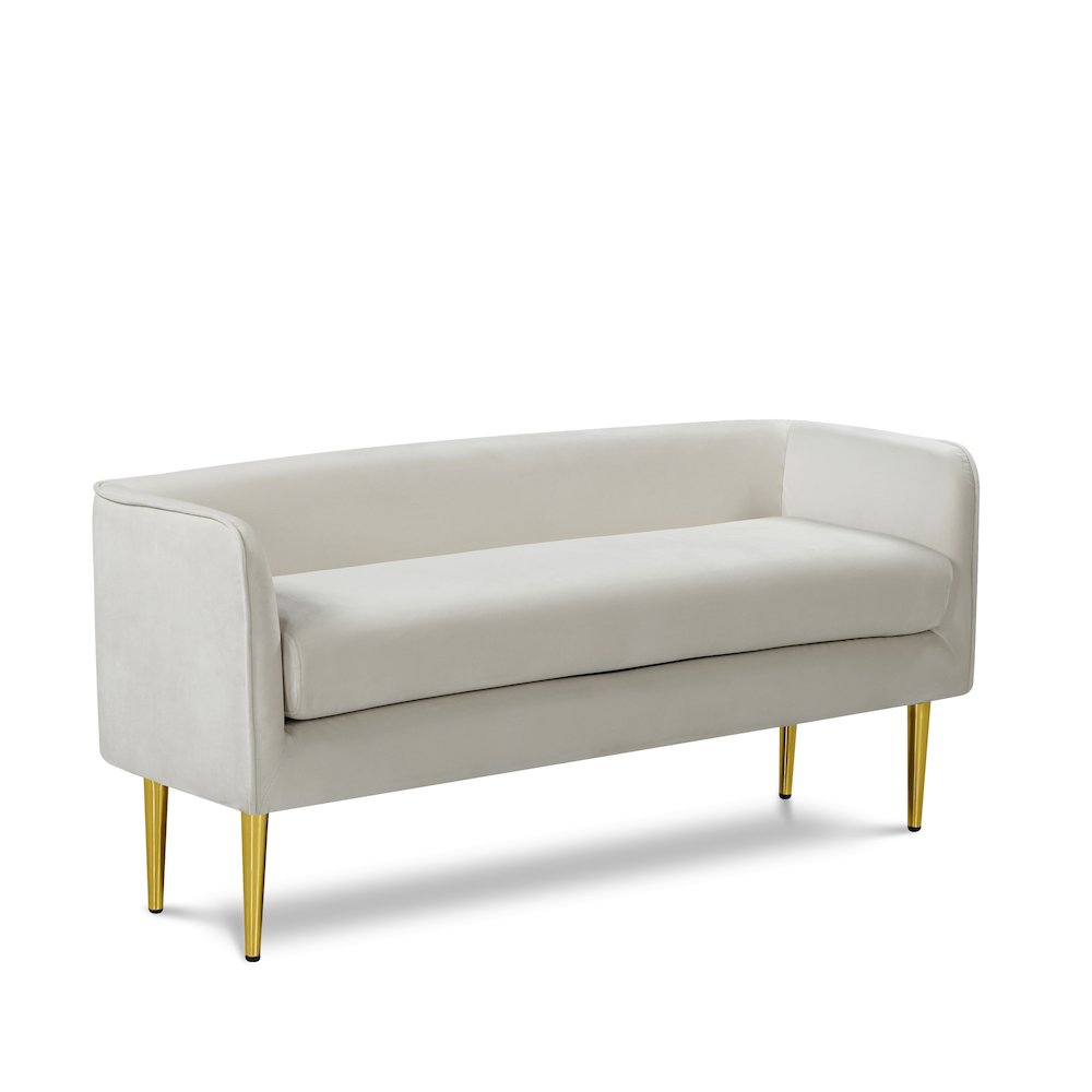 Audrey Cream Velvet Bench. Picture 1