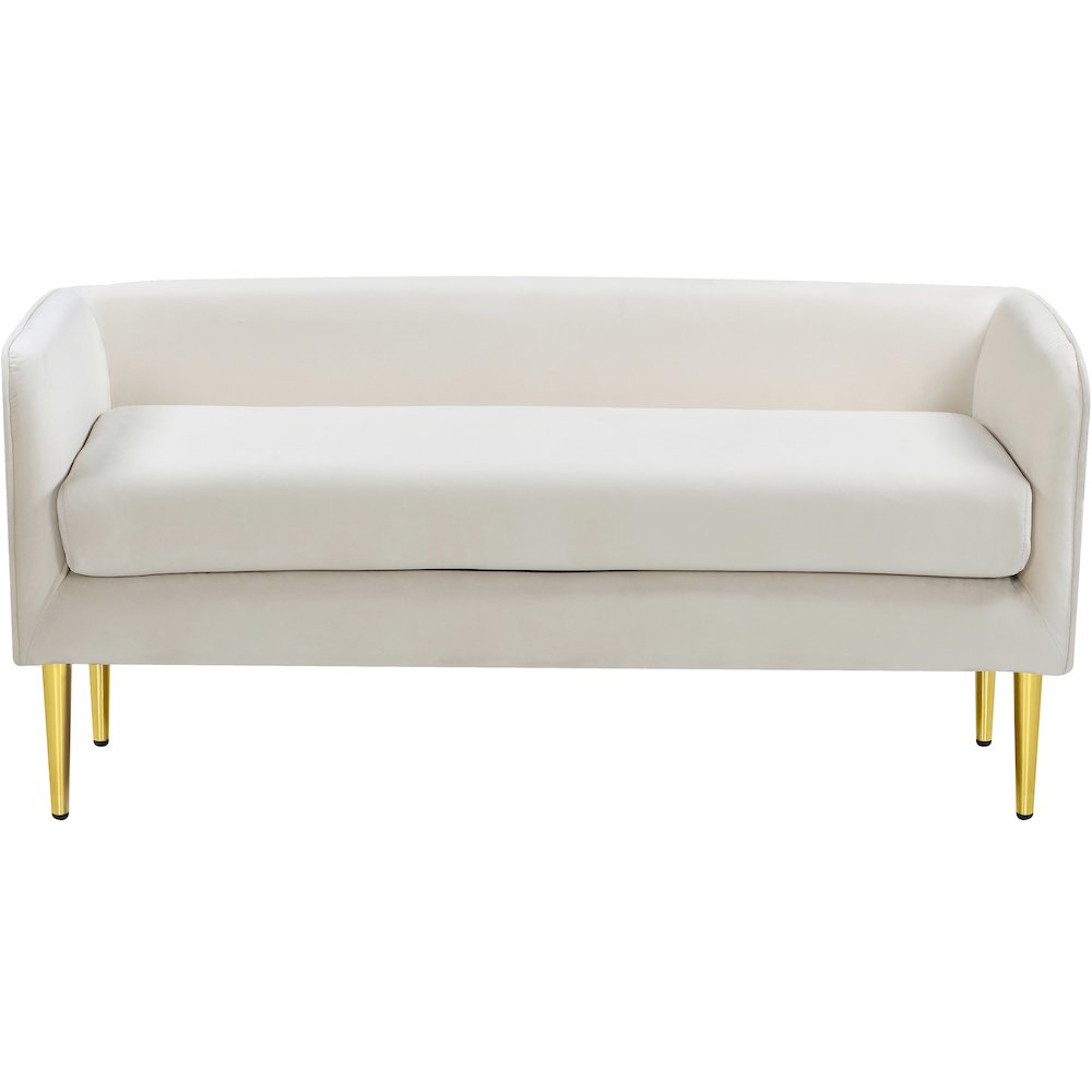 Audrey Cream Velvet Bench. Picture 3