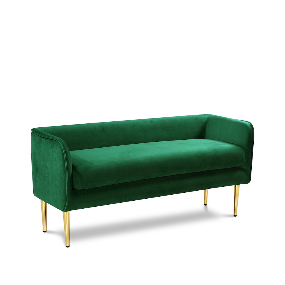 Audrey Green Velvet Bench. Picture 1