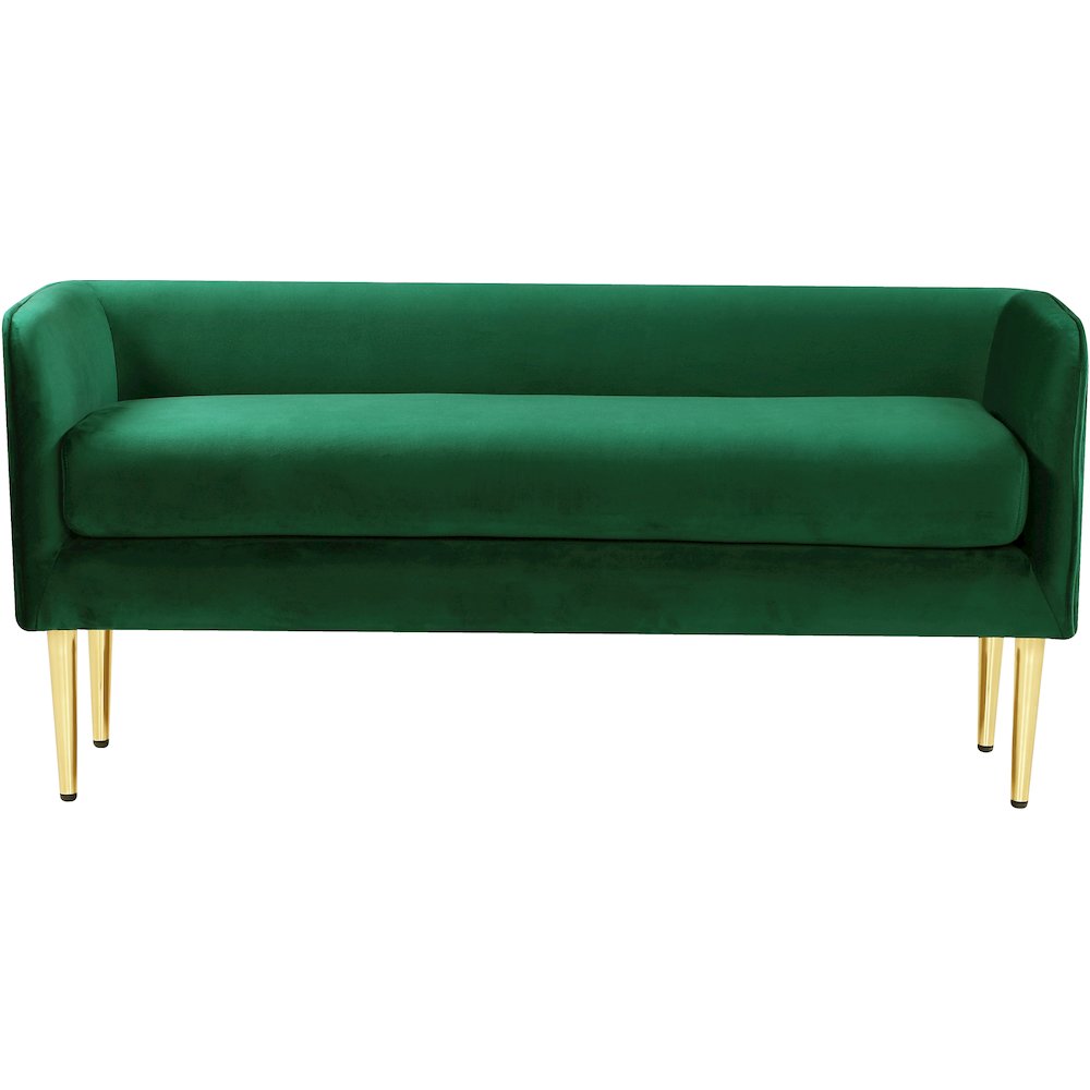 Audrey Green Velvet Bench. Picture 3