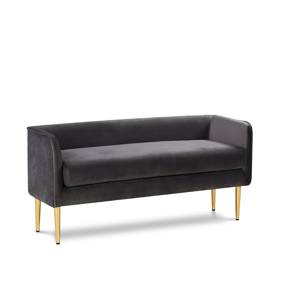 Audrey Grey Velvet Bench. Picture 1