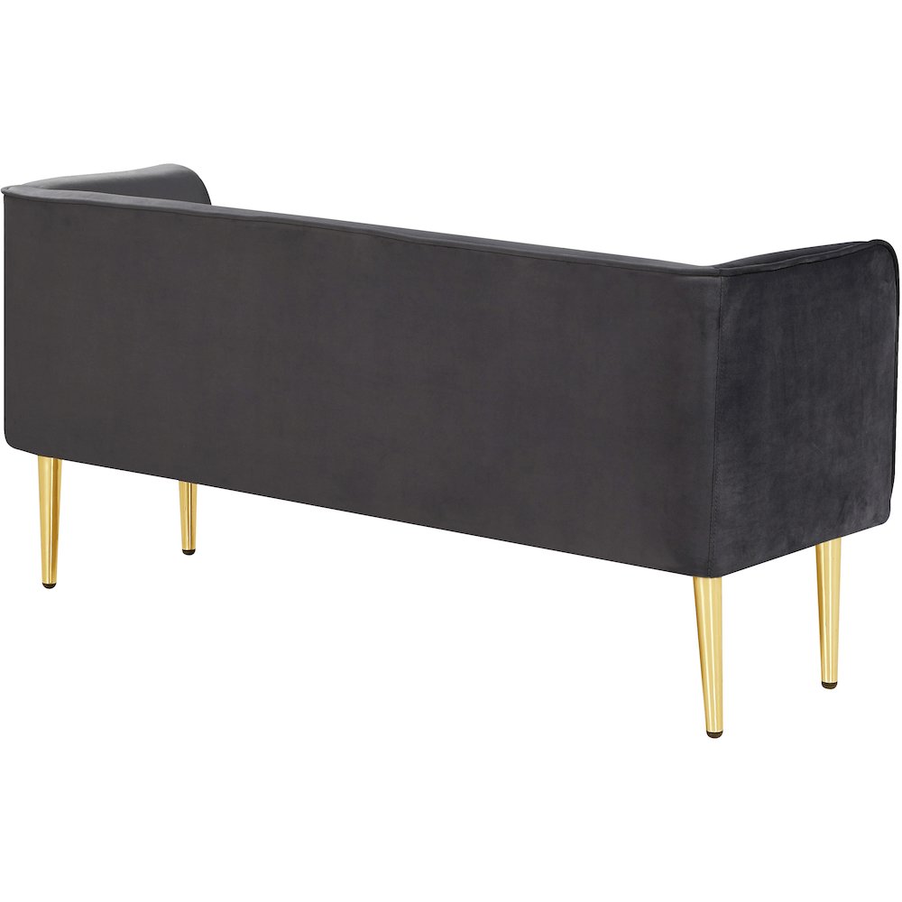 Audrey Grey Velvet Bench. Picture 4